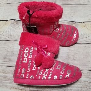Bebe NWT girls hot pink slipper booties Size 2-3